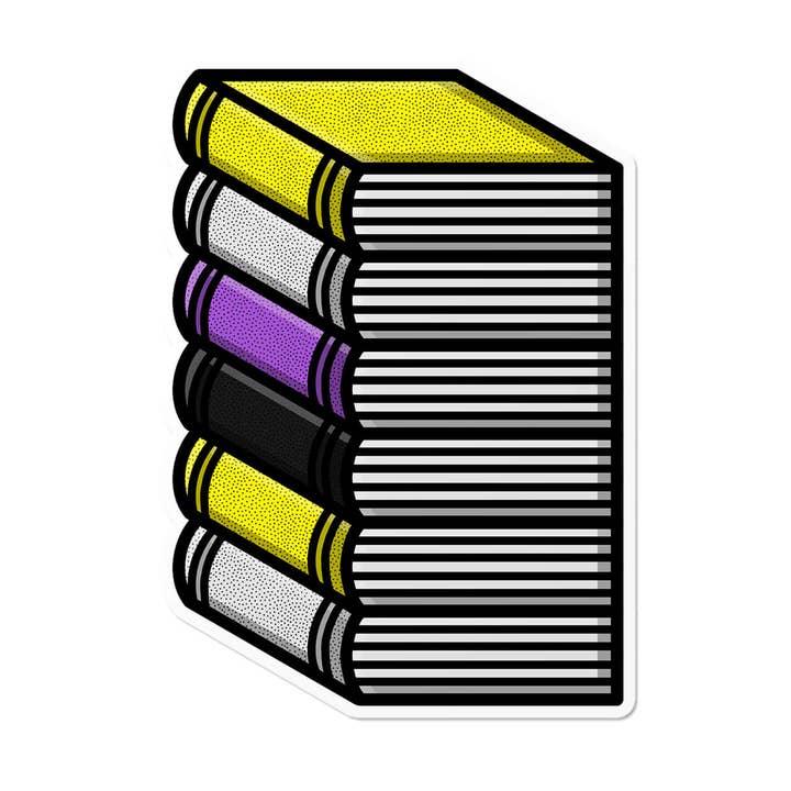 Non-binair Stapel Boeken | LGBTQ Trots Lezer Boekenliefhebber Sticker voor wholesale door That Queer Card Co