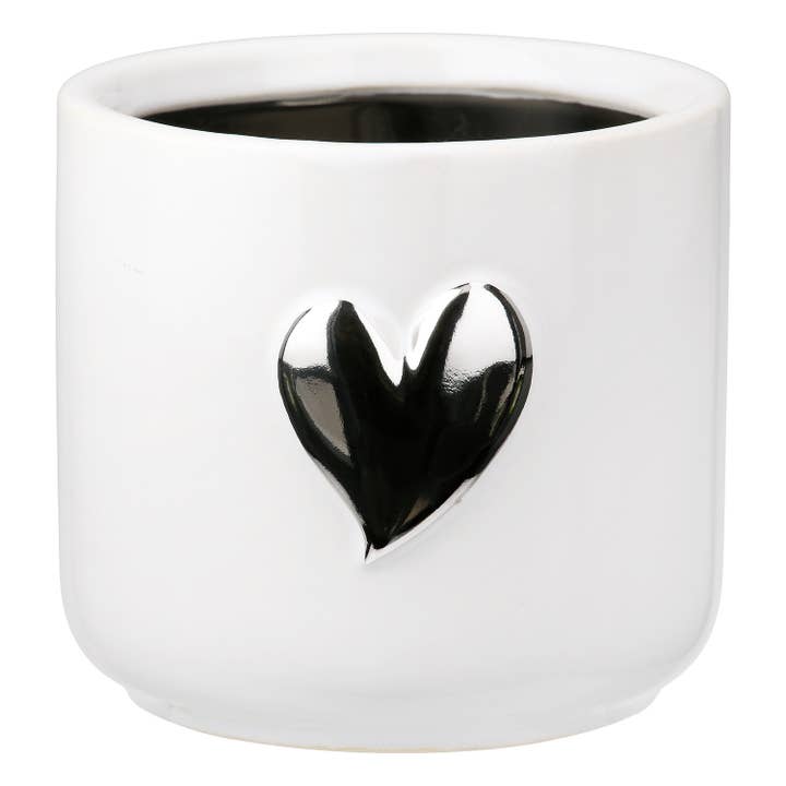 Cachepot Modern Heart branco H. 8,5 cm, VE 6 por atacado de Gilde Handwerk Macrander GmbH & Co. KG