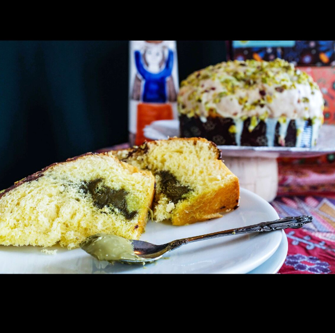 Les Deux Siciles - Vente Gâteau - Panettone à la crème de pistache, recouvert chocolat blanc 3