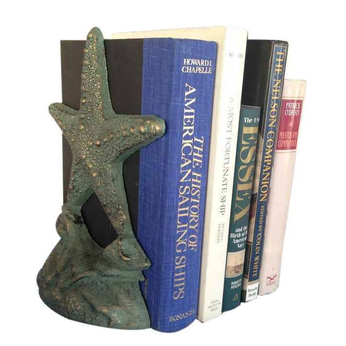 Set of 2- Antique Seaworn Bronze Cast Iron Starfish Book Ends 11" for wholesale by Hampton Nautical