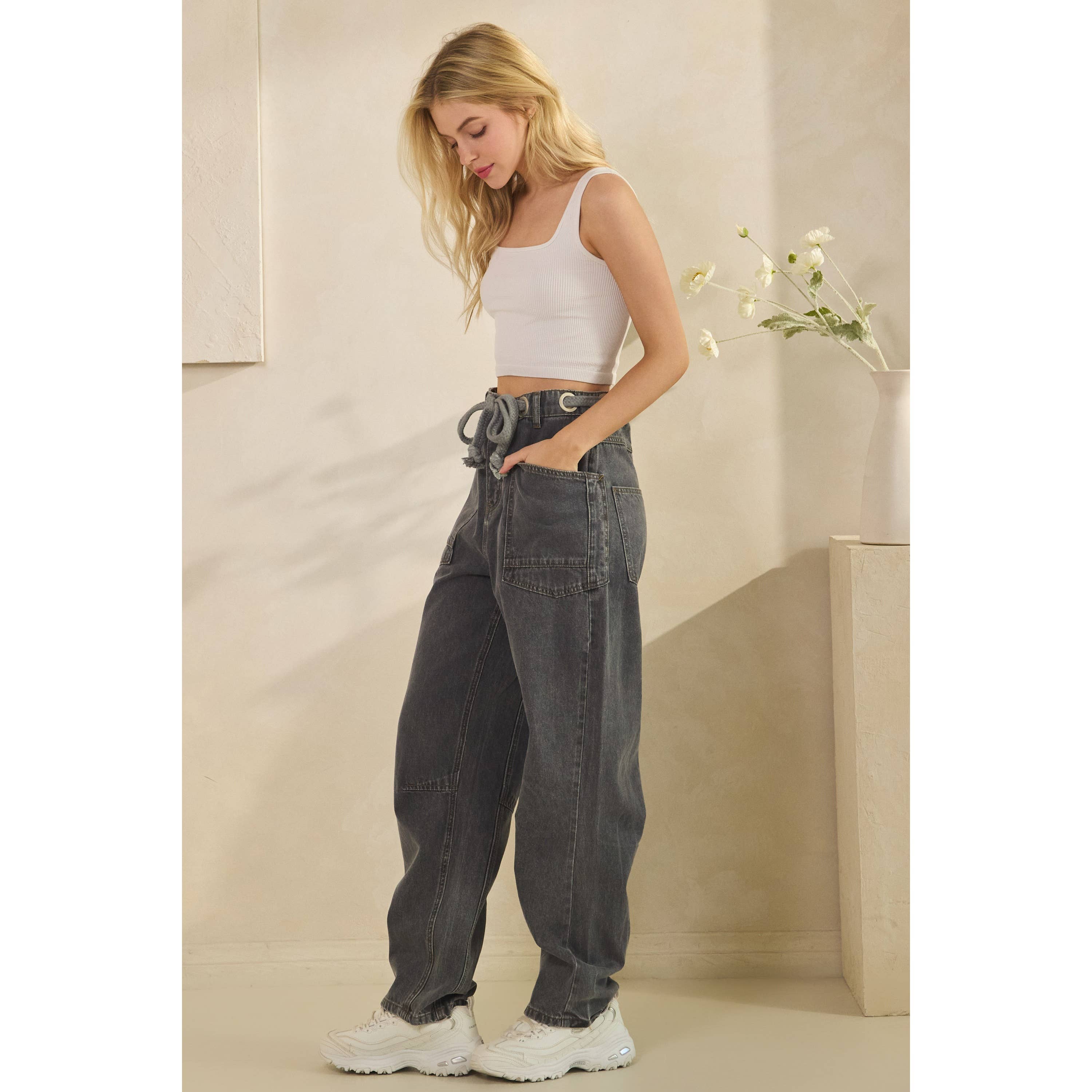 Sage + Fig - Wholesale Pants - Women's - VINTAGE ROPE TIE DENIM (SP7988)10