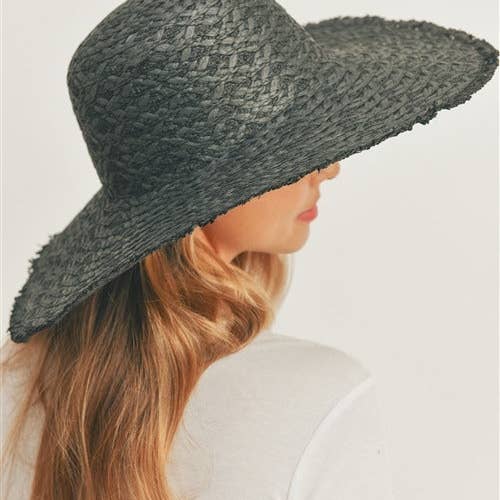 MiMi Wholesale - Wholesale Straw Hat - Women's - MH0095 Floppy Straw Sun Hat with Frayed Edges