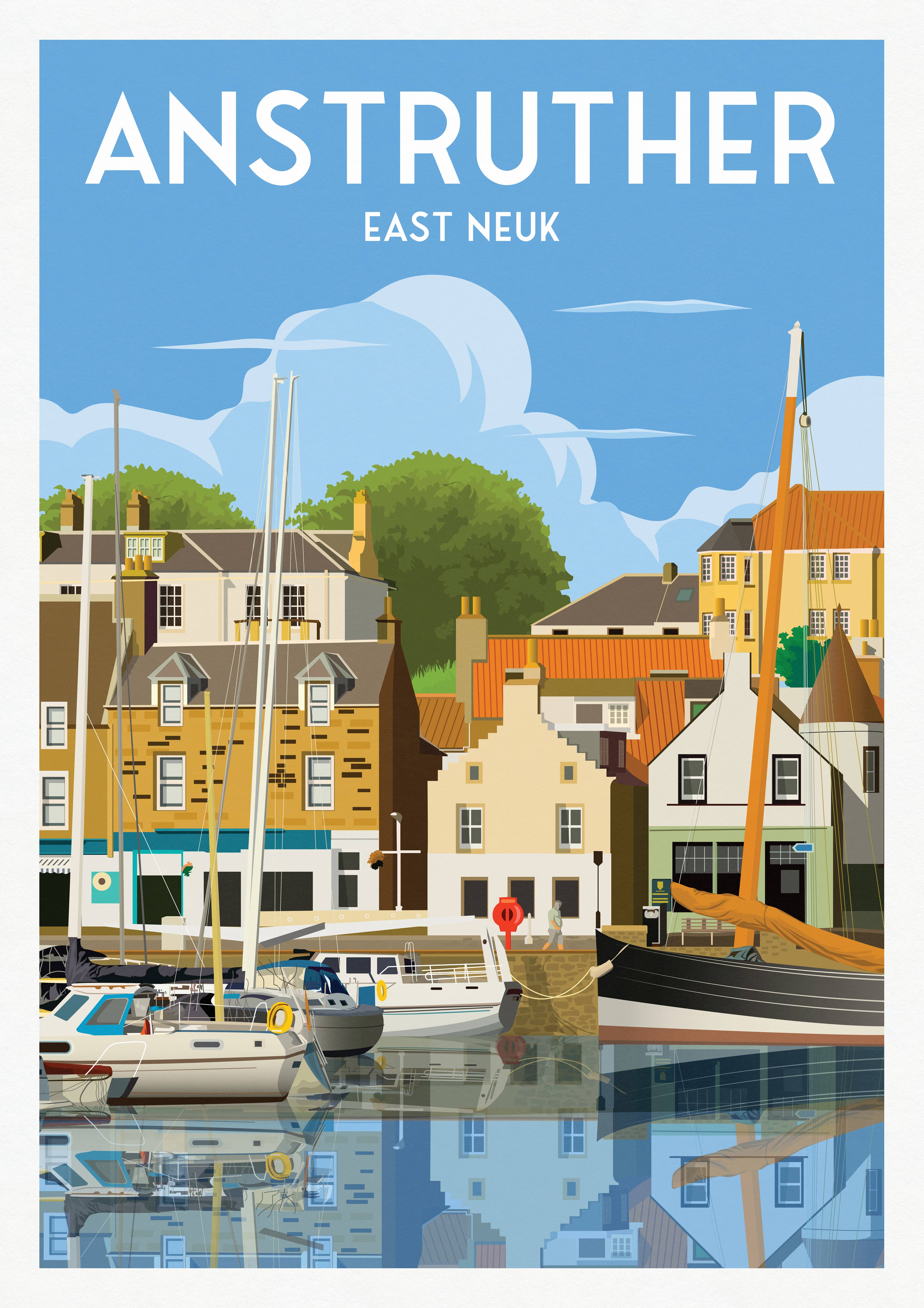 Printagonist – wholesale Poster – Anstruther Harbour Travel Poster - East Neuk, Fife 1
