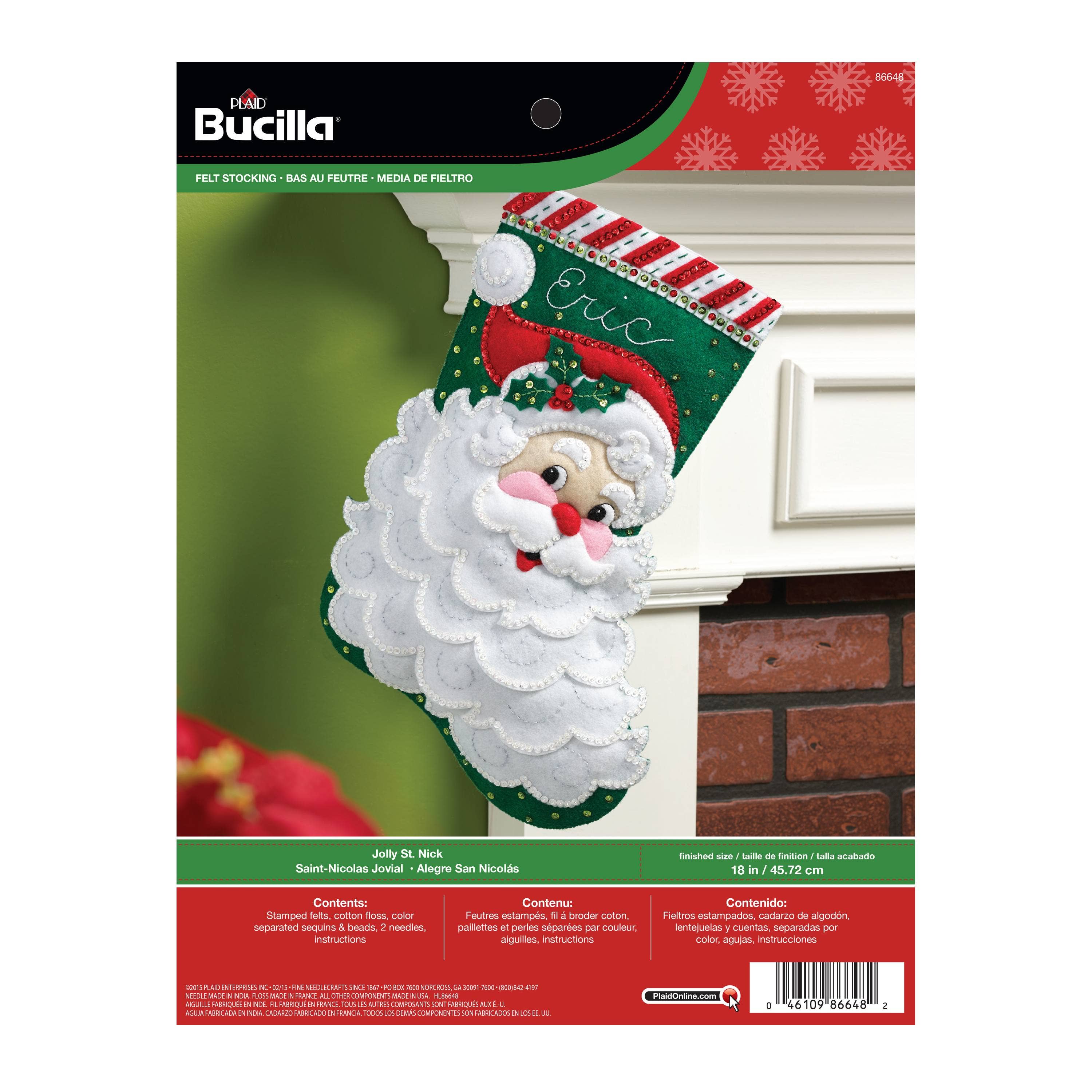Plaid Crafts - Wholesale Craft Sewing Kit - Bucilla ® Seasonal Felt Stocking Kit - Jolly Saint Nick0