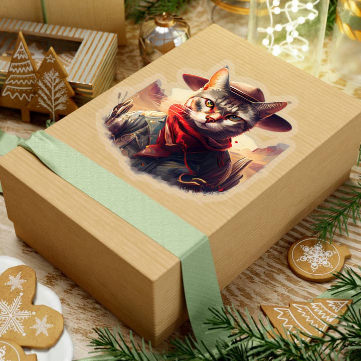 Waterproof Vinyl Sticker - Wild West Feline Vinyl Sticker for wholesale by Smartstead Homestead