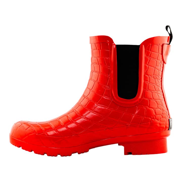 ROMA BOOTS – Großhandel Chelsea Boots – Damen – CHELSEA RED CROC EMBOSS DAMEN KNÖCHELIGE REGENSTIEFEL3