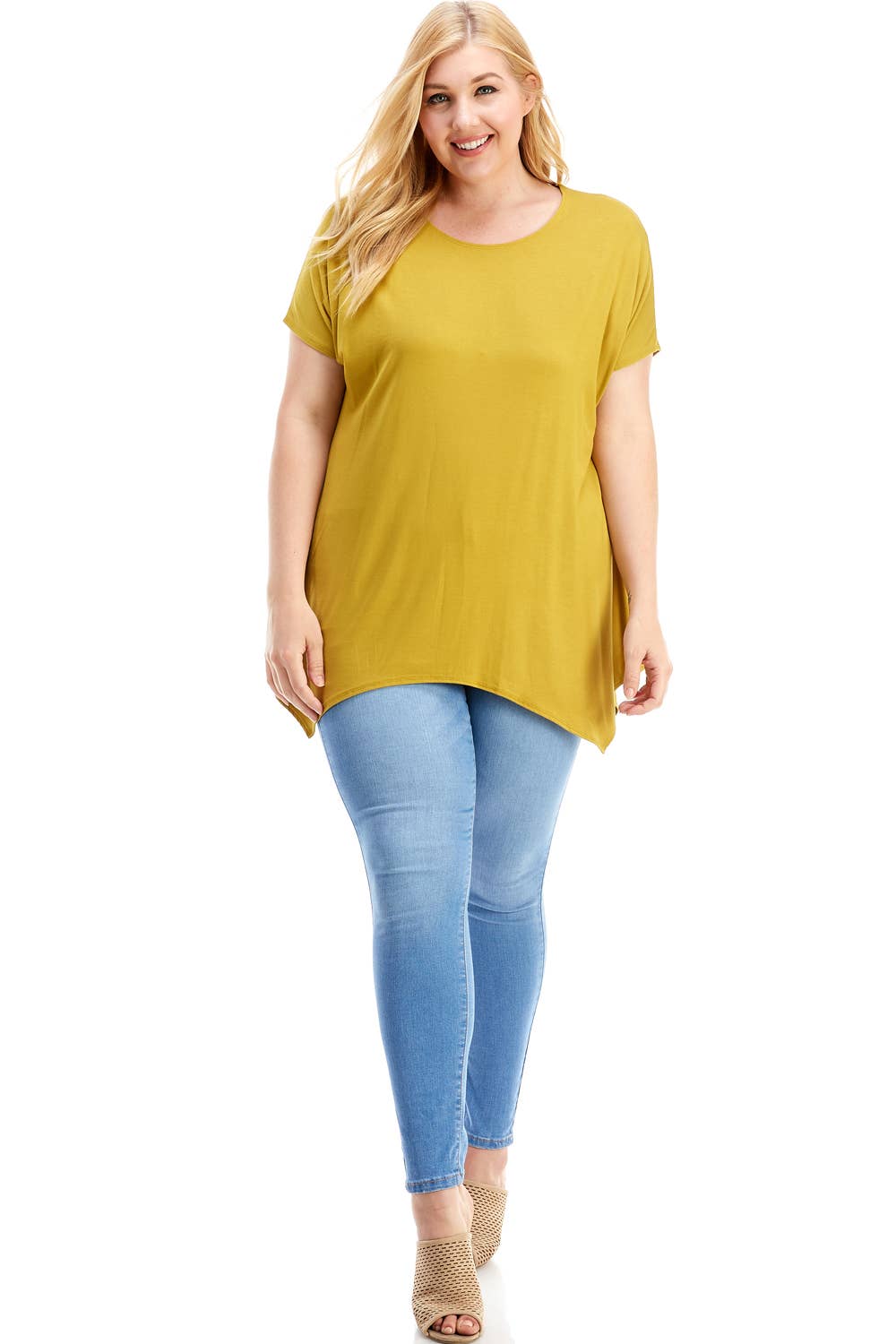 Azules Clothing - Wholesale Tunic - Women's - ATP-2307RSX Plus Size Asymmetric Short Sleeve Tunic33