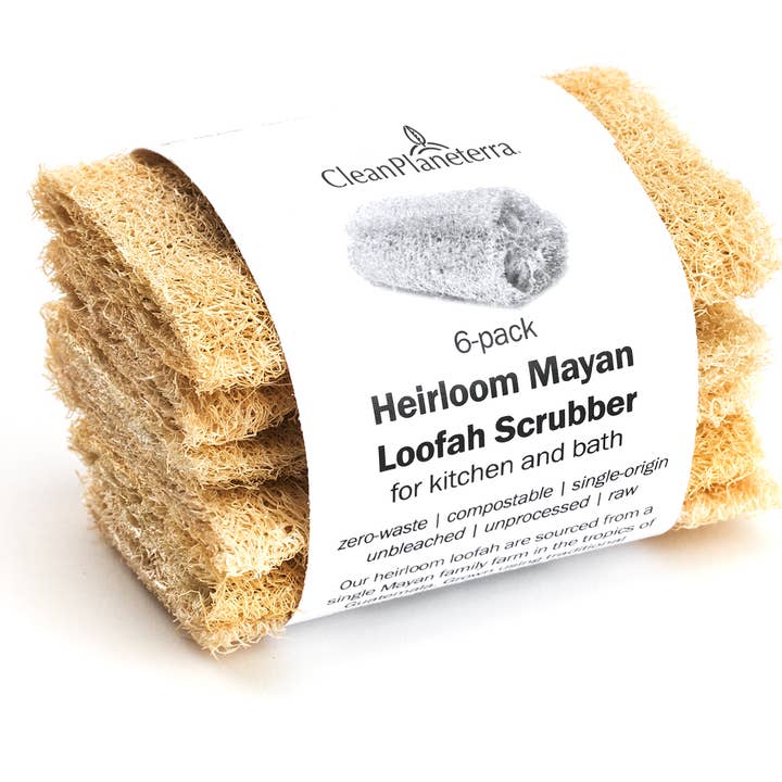 Brush With Bamboo - Wholesale Loofah - Compostable Loofah Scrubber - Pack of 6