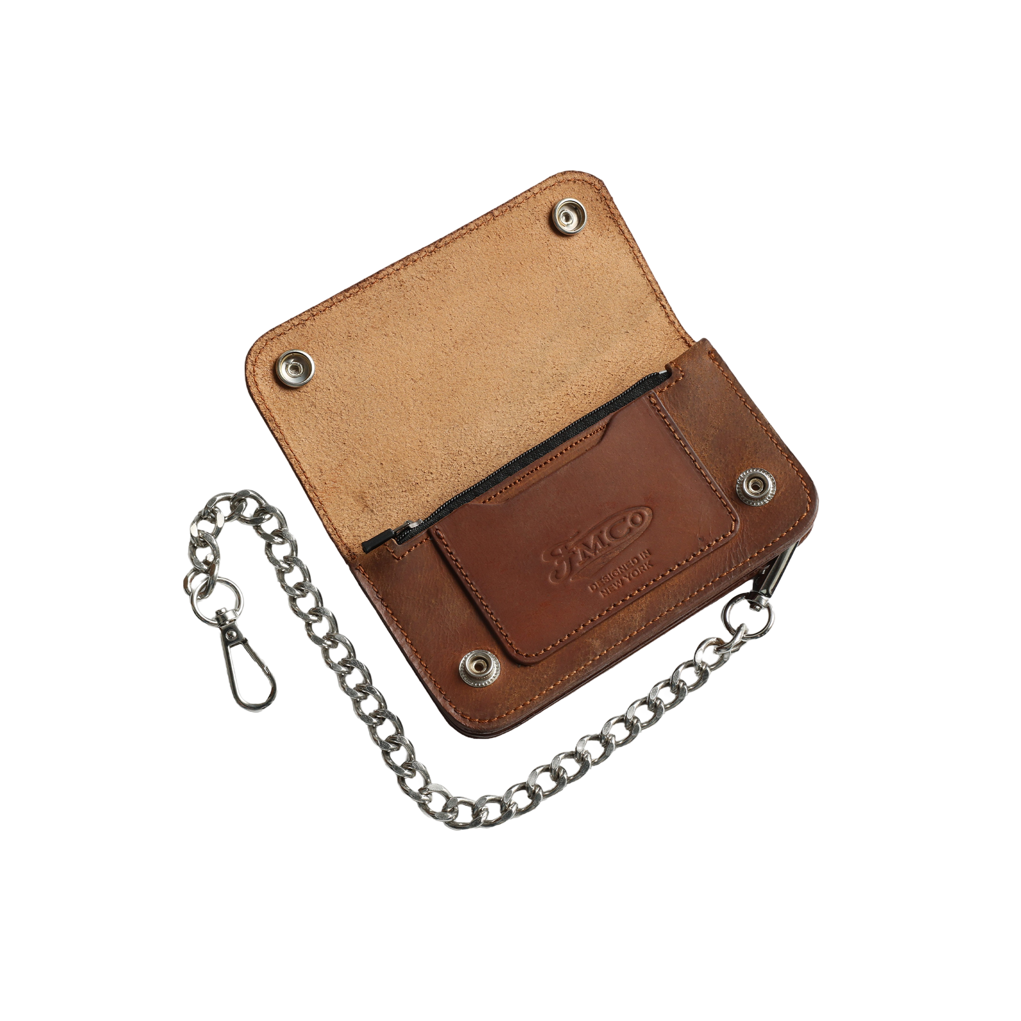 Amber Small Cowhide Leather Trucker Mens Brown Wallet for wholesale on Faire2