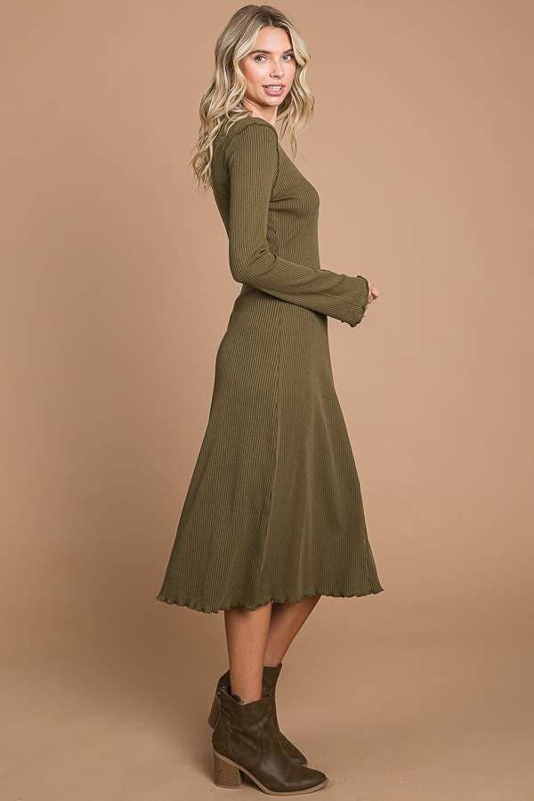 Culture Code - Wholesale Dress - Women's - CRD1903L - CREW NECK BELL SLV FLARE MIDI DRESS8