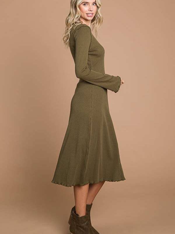 Culture Code - Wholesale Dress - Women's - CRD1903L - CREW NECK BELL SLV FLARE MIDI DRESS8