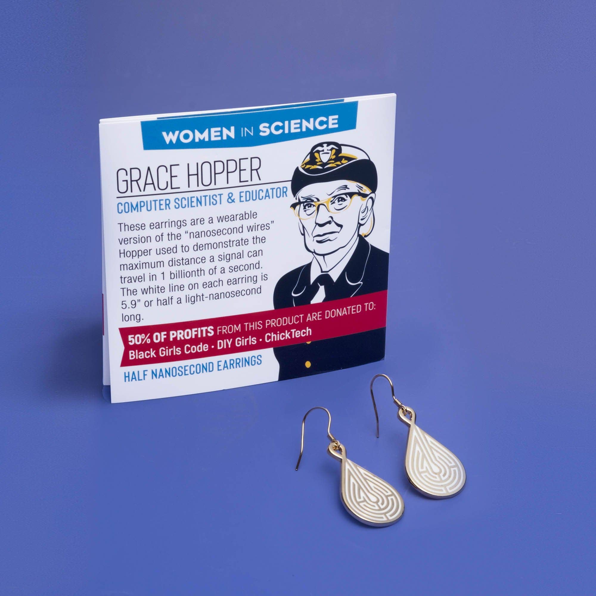 Dissent Pins - Wholesale Dangle Earrings - Grace Hopper / Half-Nanosecond Earrings2