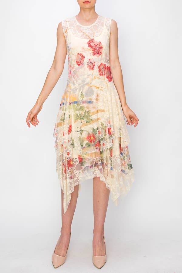 J FL Robe midi en dentelle sans manches fantaisie avec combinaison amovible - 46-4609 BG/J FL en vente sur Faire2