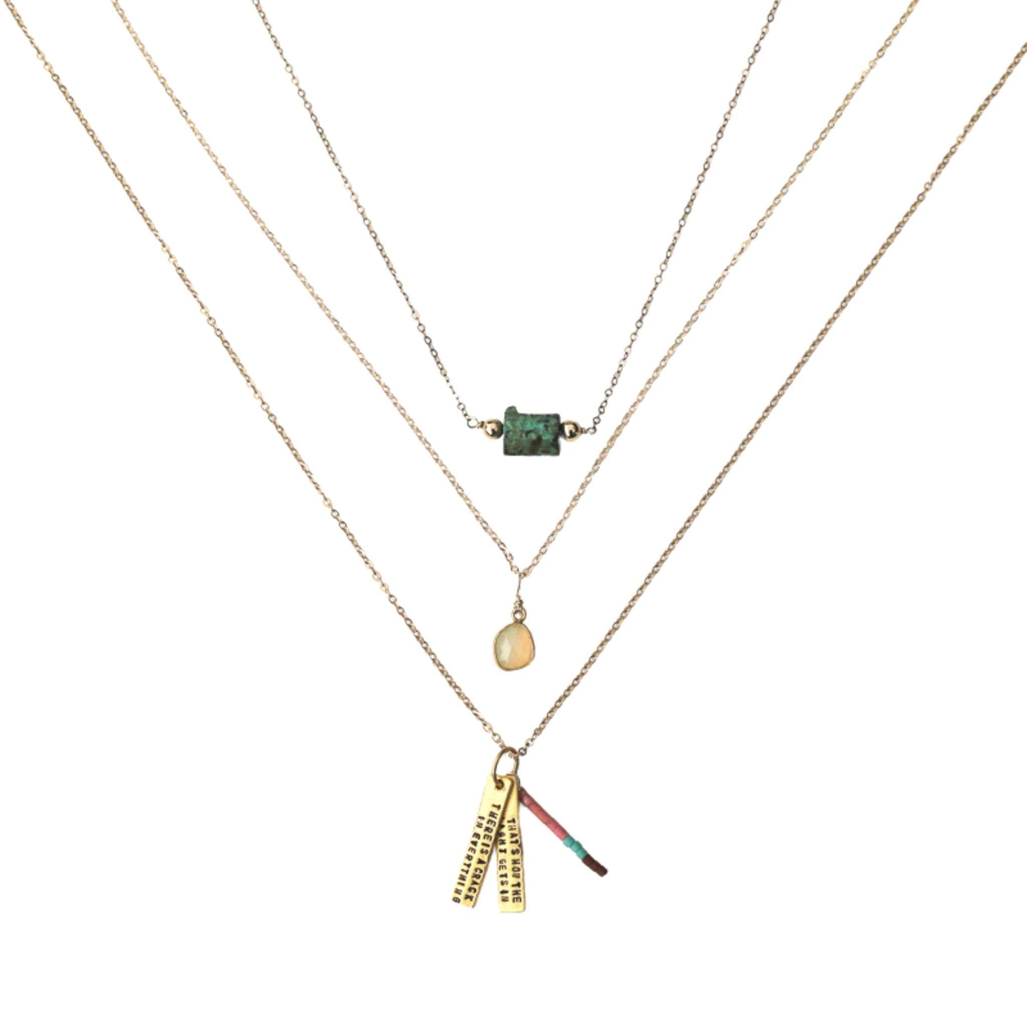 Chocolate and Steel - Wholesale Pendant/Charm Necklace - There's a crack in everything; that's how the light gets in - Leonard Cohen Quote Necklace6