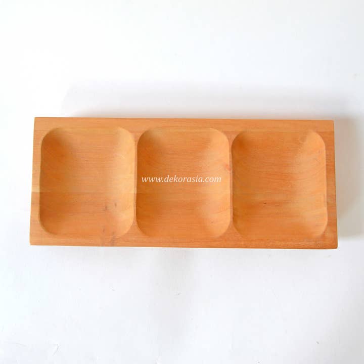 Dekor Asia Indonesia – wholesale Serving tray – Rectangular Tray with 3 Compartment, Wooden Serving Tray | Tableware | Free Shipping