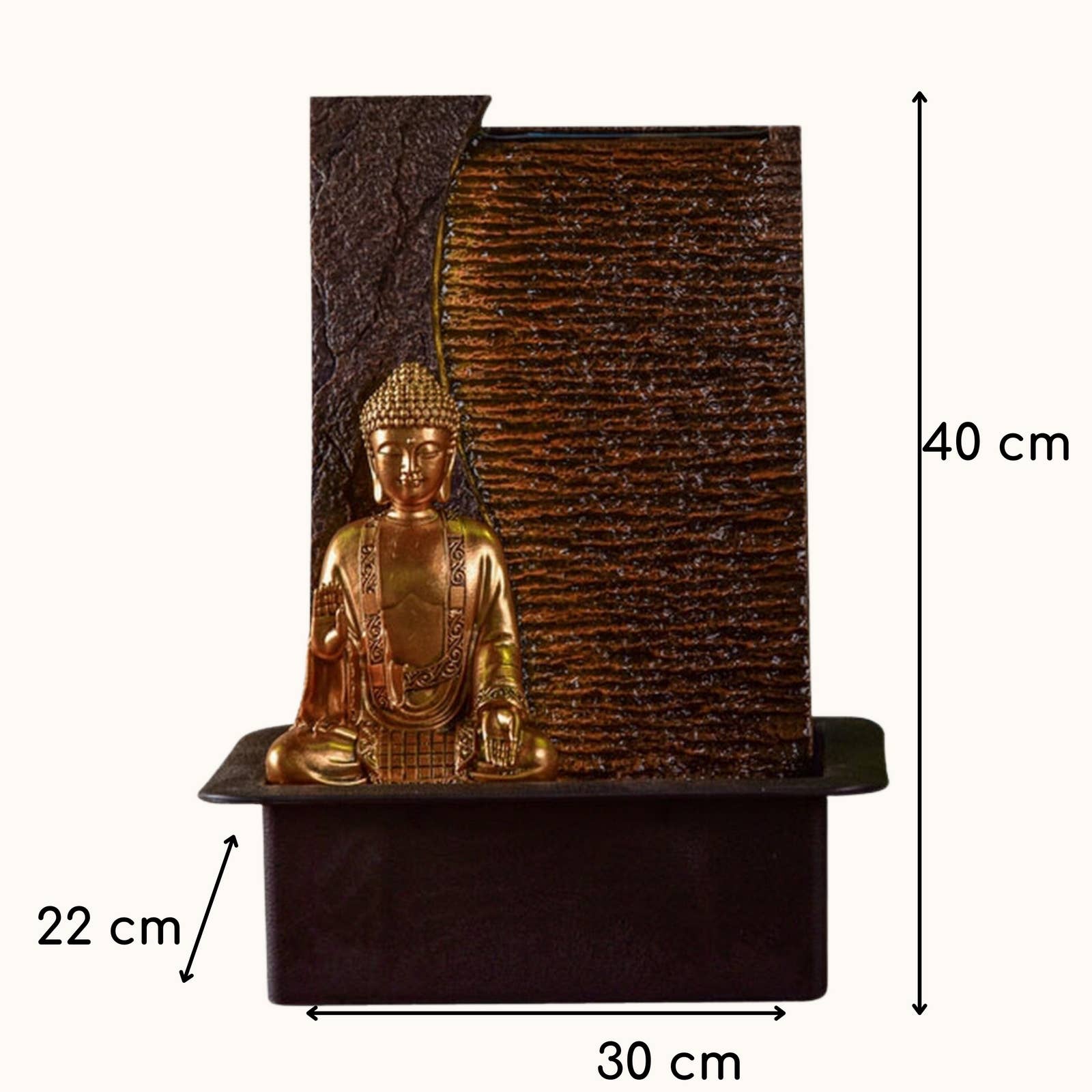 Zen'Arôme - Wholesale Decorative Tabletop Object - Jati Water Wall Fountain - Removable Buddha and LED Lighting3