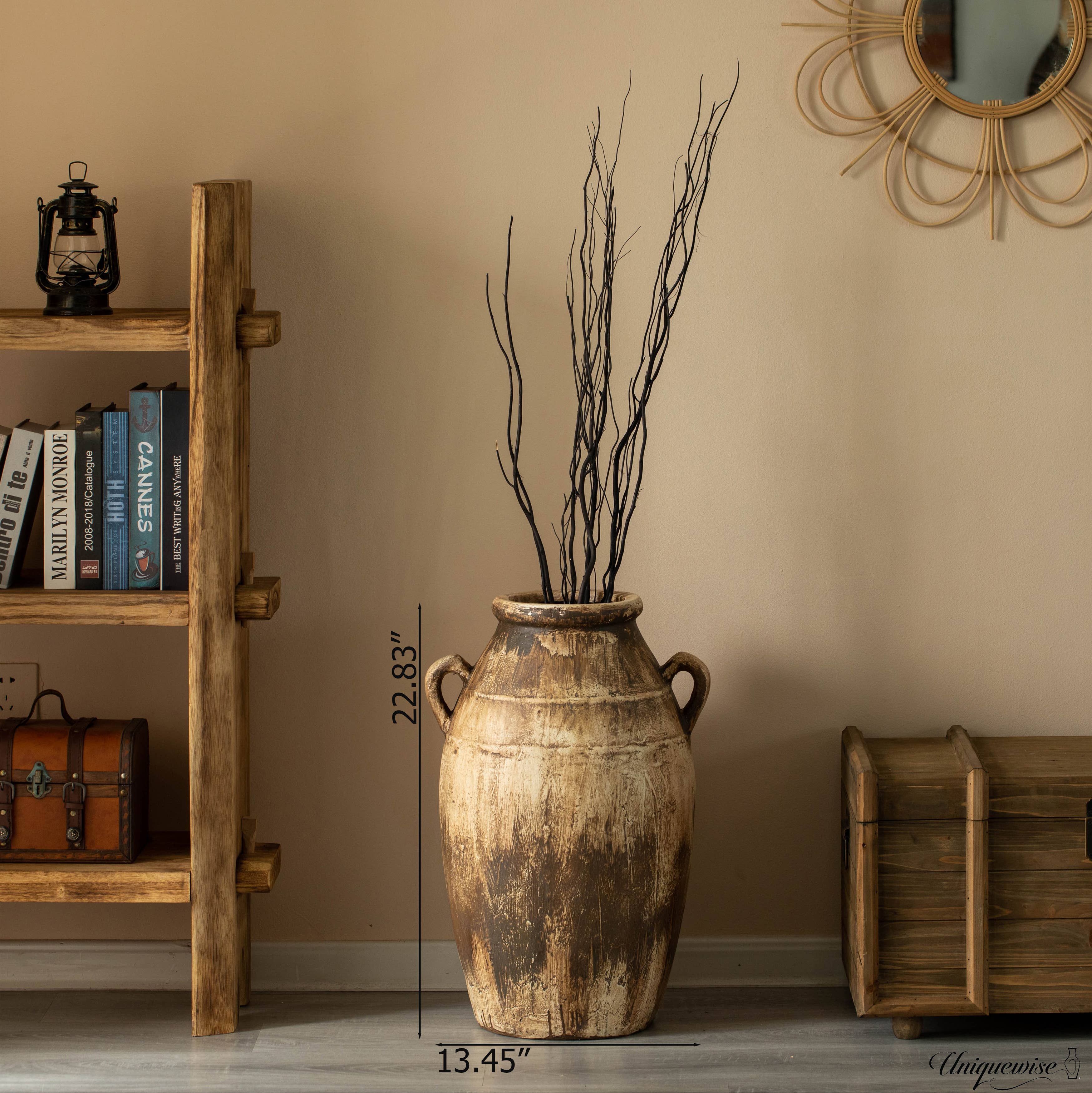 Quickway Imports – wholesale Vase – 23-Inch Brown Antique-Inspired Fiberglass Tall Floor Vase2