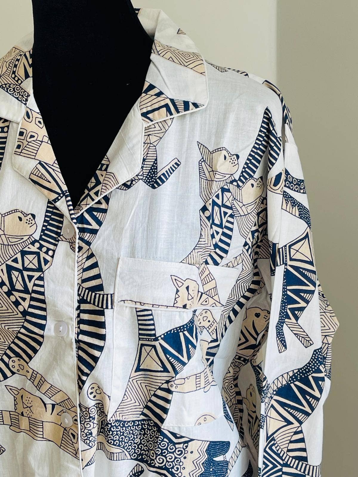 AMRANIS - Wholesale Sleepwear Set - Women's - Long Pajama Set in White Cat4