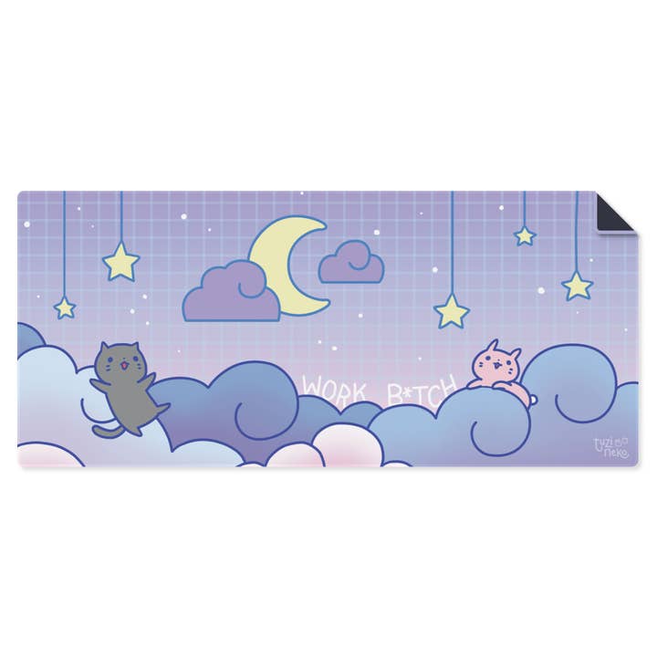 Tuzi And Neko "Work B*tch" Dreamy Desk Mat for wholesale by TuziNeko