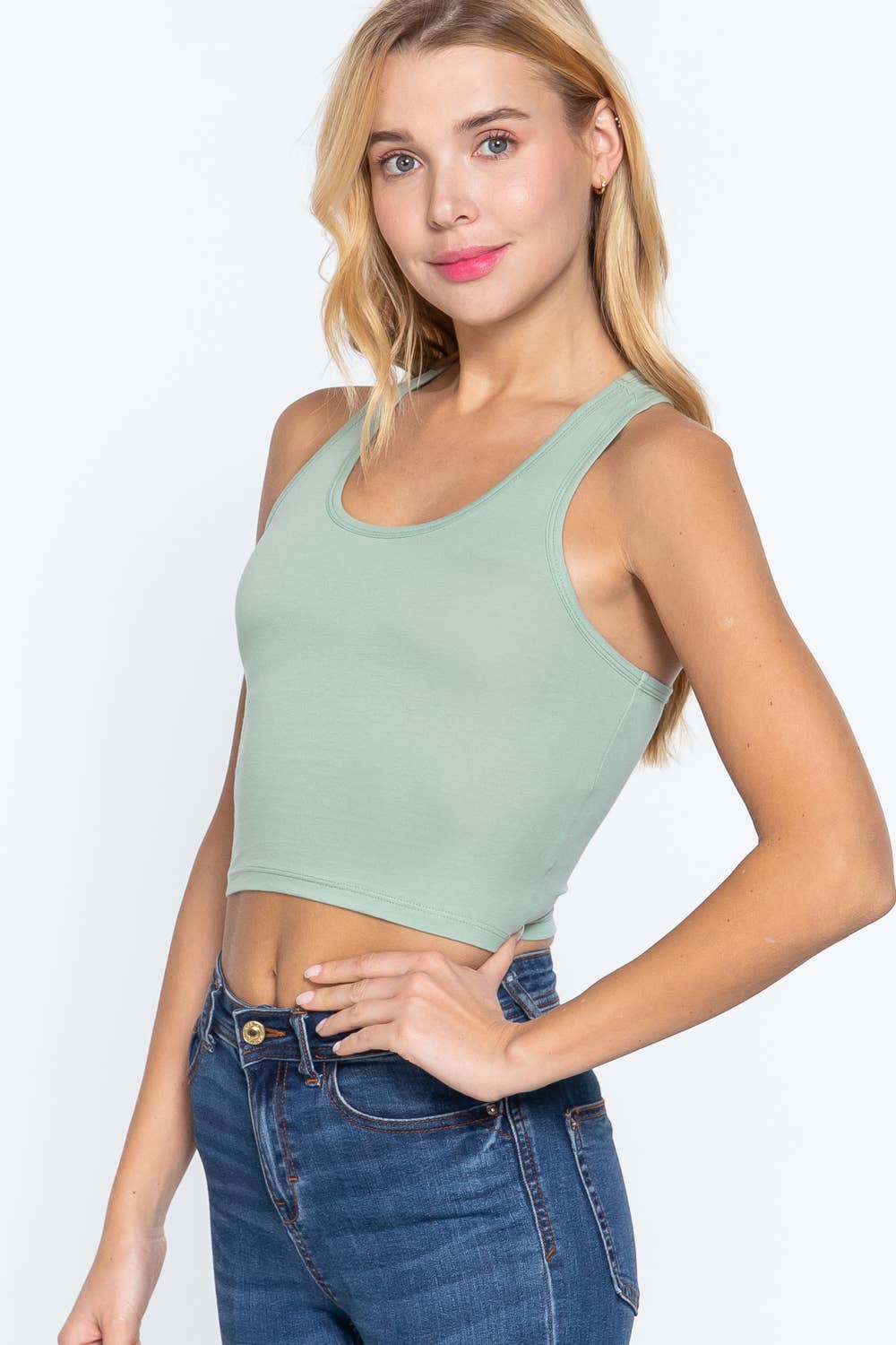 42POPS - Wholesale Knit Top - Women's - ,,.42POPS Fitted Racerback Cotton Spandex Jersey Crop27