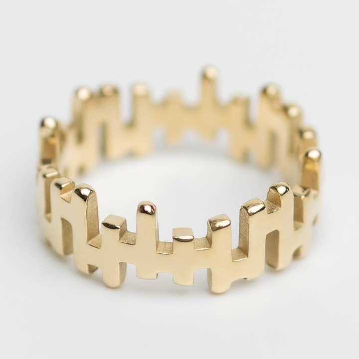 Rº7 - Anello in acciaio inossidabile placcato oro 14K per la vendita all'ingrosso da parte di Zafeer