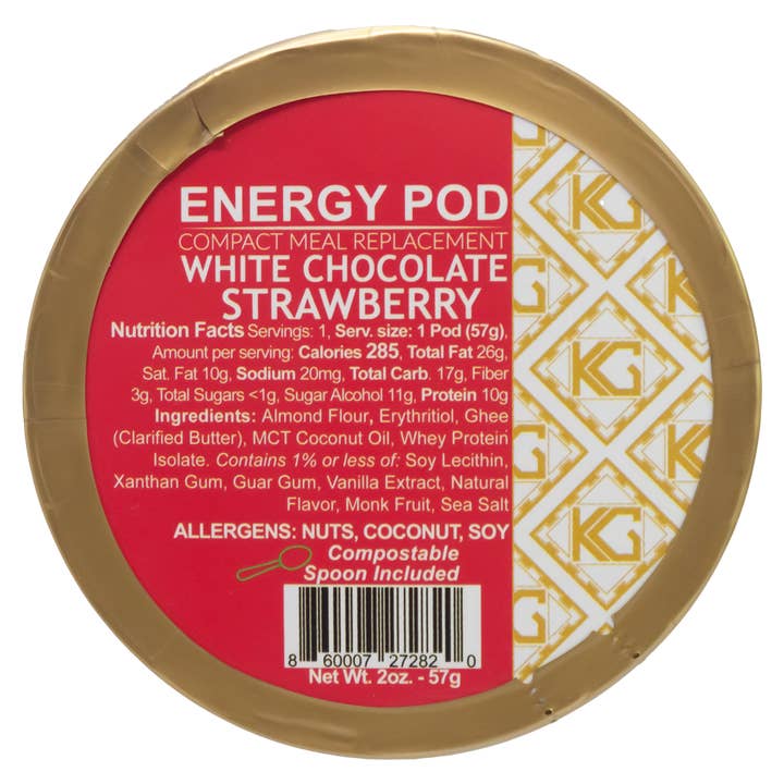 White Chocolate Strawberry Energy Pod for wholesale by KG Food Co.