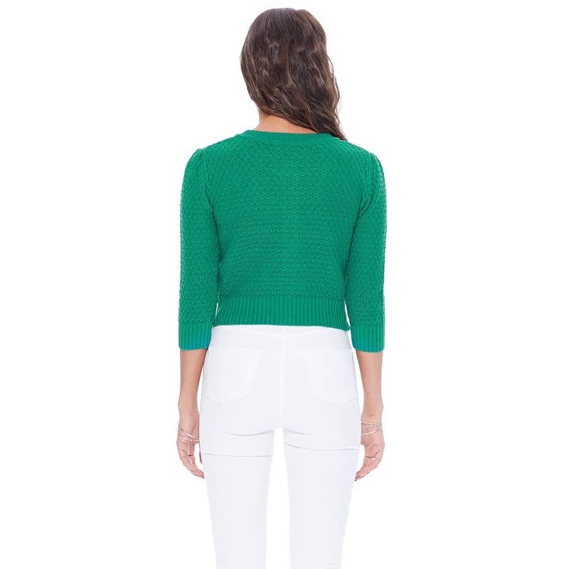 Mak – Engroshandel Cardigan - Dame – Mak 3/4-ærmet kort strikket cardigan med rund hals MK351469