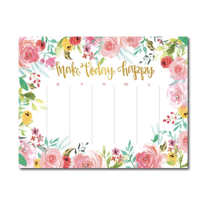 Make Today Happy Weekly Planner Notepad for wholesale by The Redheaded Camel