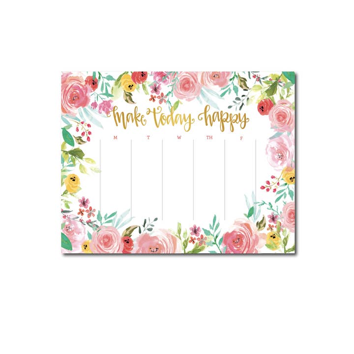 Make Today Happy Weekly Planner Notepad for wholesale by The Redheaded Camel