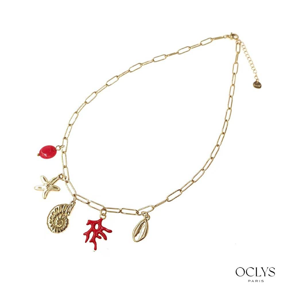 Oclys - Wholesale Halskettinghanger - Ketting met bedeltjes maritiem thema verguld roestvrij staal0