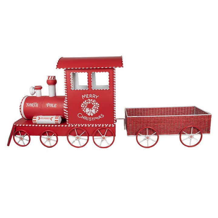 Christmas Decoration Train 310x65x136 cm Red Metal for wholesale by Clayre & Eef