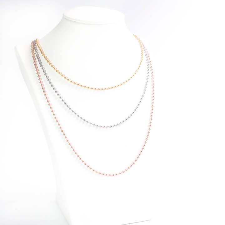 Mein Mantra – wholesale Kedjehalsband – Rostfritt stål kulkedja, olika färger, tjocklekar, längder