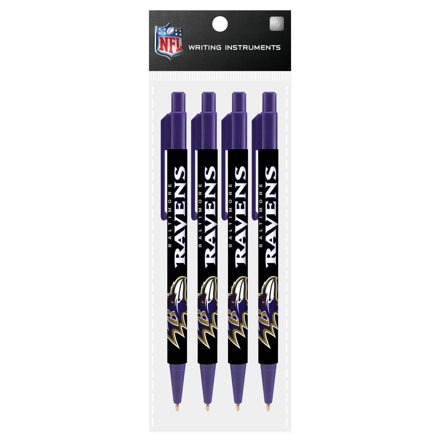 NFL Baltimore Ravens 4 Pack Cool Color Pens and other Wholesale baltimore ravens for your store trending on Faire.