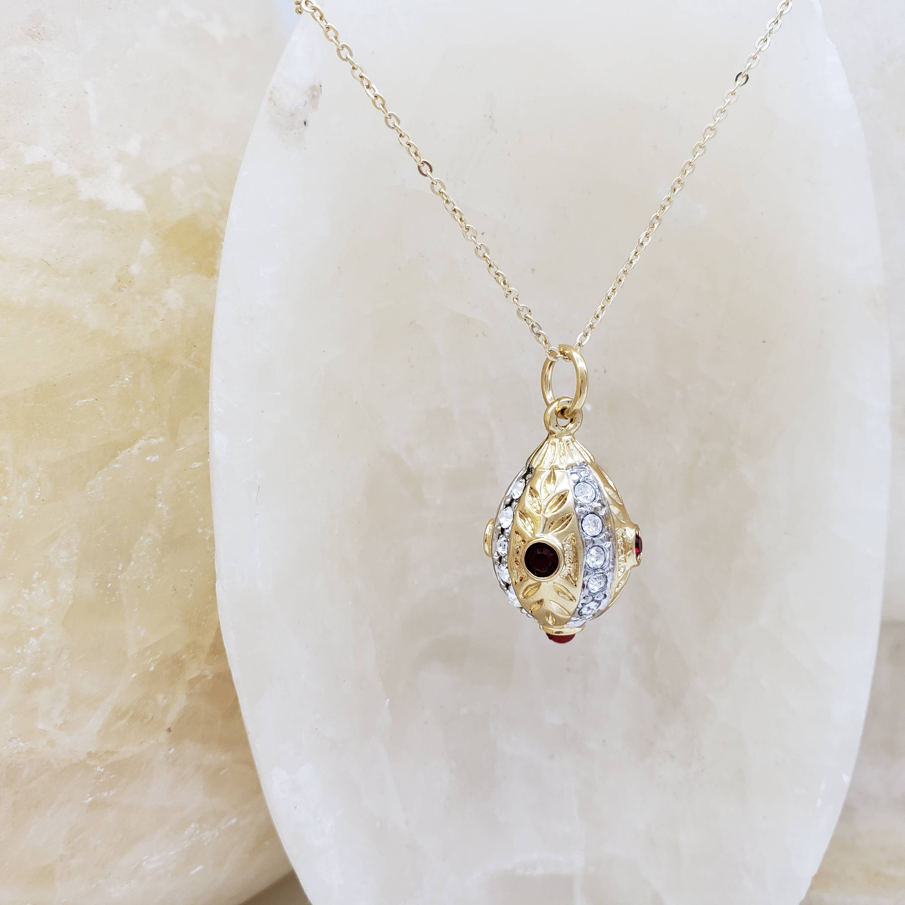 Discoveries, Inc. - Wholesale Pendant/Charm Necklace - Ruby and Diamond Egg Pendant - Faberge Inspired3