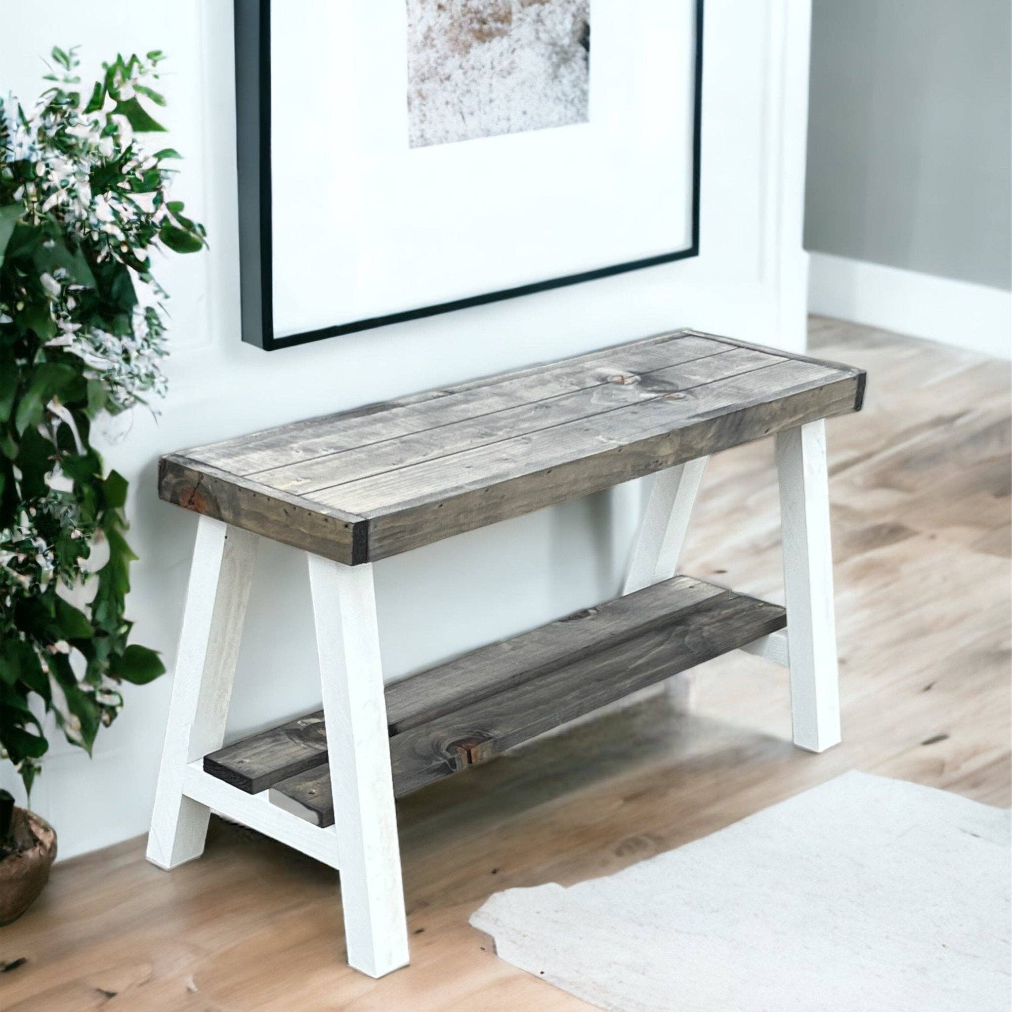 Intrinsic Haven – wholesale Bench – Farmhouse Olive Branch Solid Pine Wood Entry Bench8