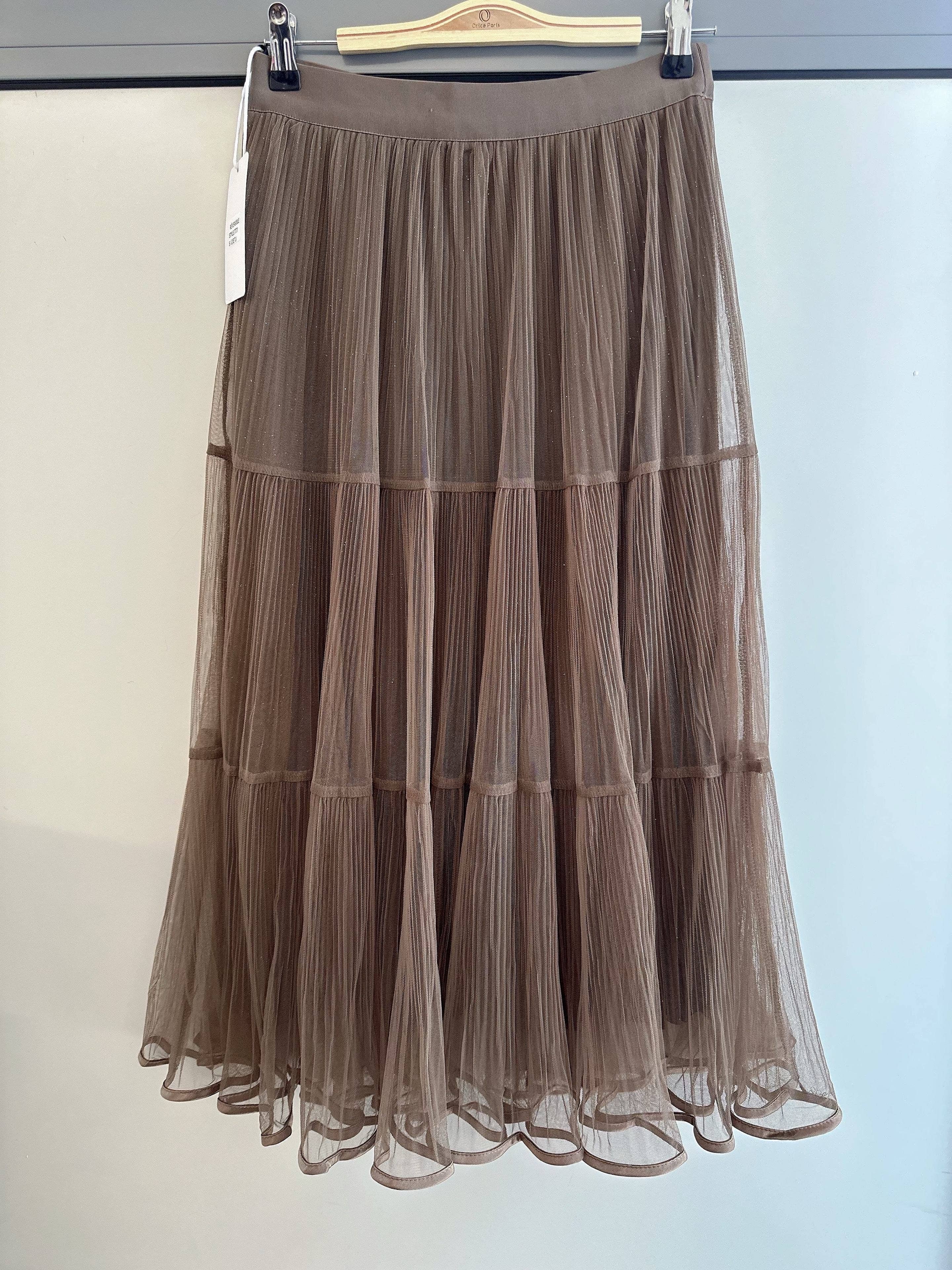 Reversible taupe tulle long skirt for women - Orice for wholesale on Faire4