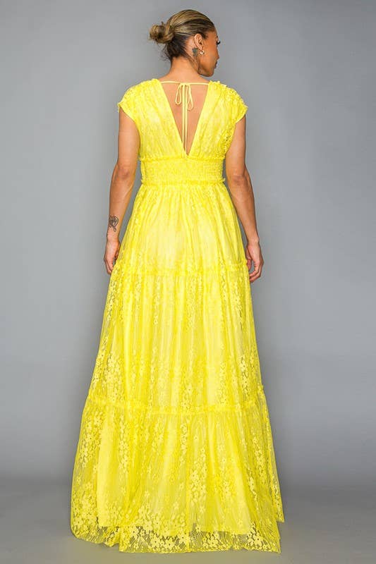 Miss Avenue – wholesale Klänning - Dam – Maxiklänning med heltäckande spets med rökig midja DM3107.6