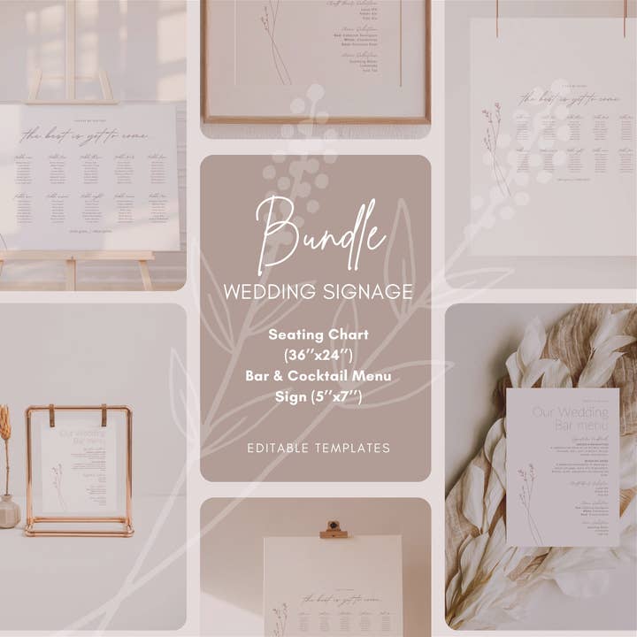 ENSEMBLE Signalétique de Mariage | Collection Romantique Moderne pour la vente par PureAmoreDesigns