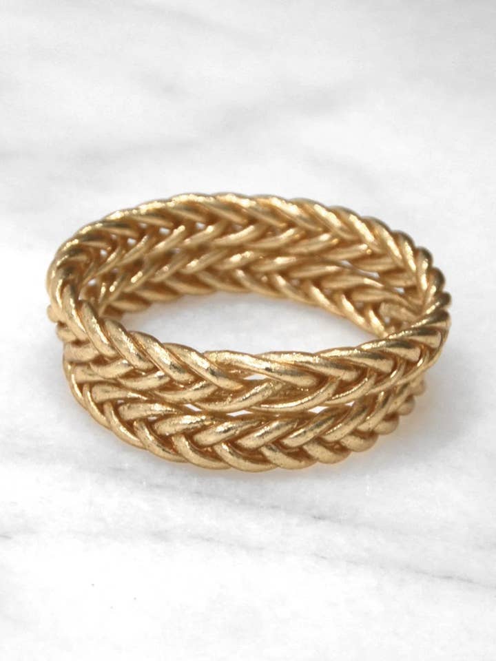 Braided Buddhist bangle - Light gold for wholesale by Innaya