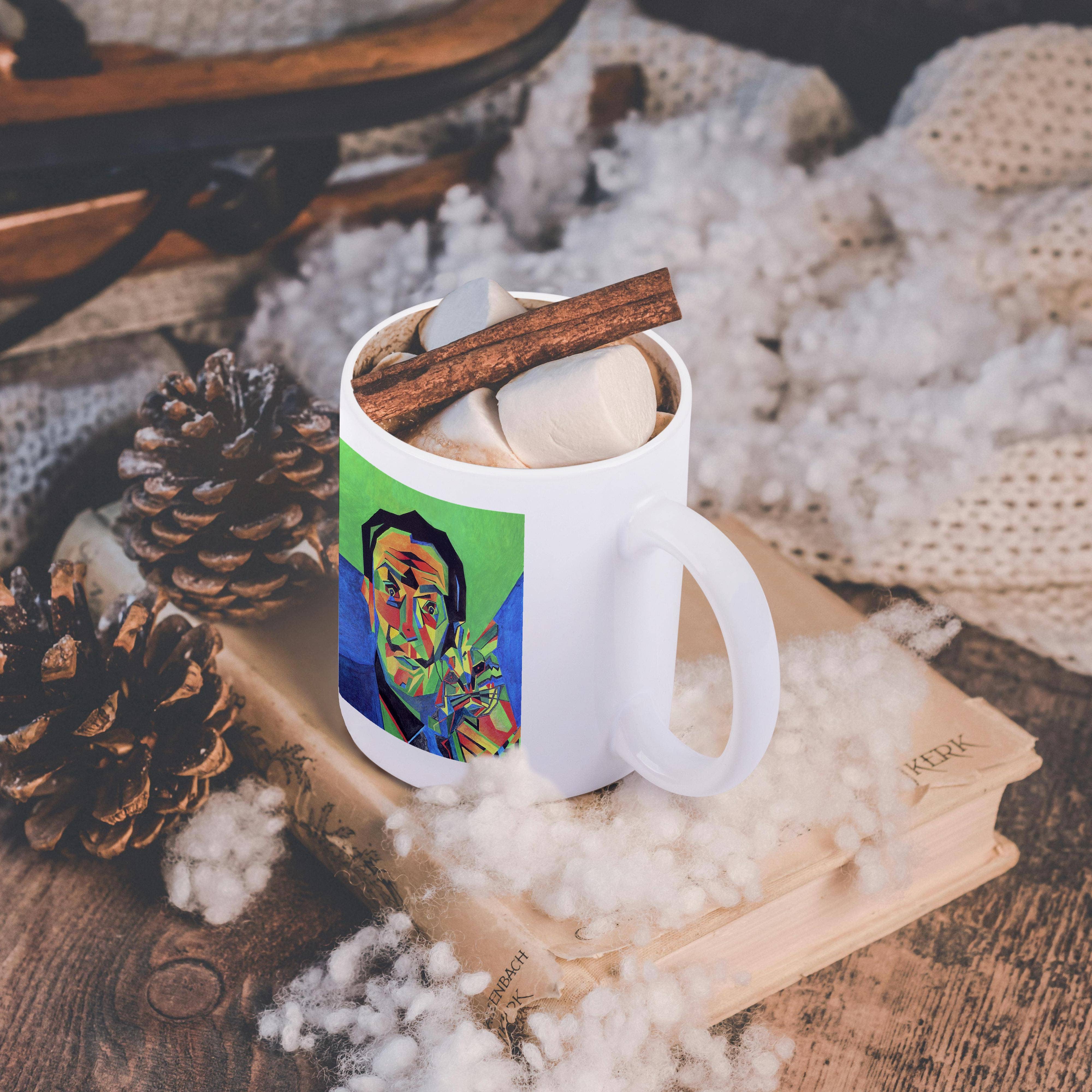 3dRose - Wholesale Coffee Mug - 3dRose, Dali with Ocelot and Cane - dali, salvador dali, ocelot, portrait, man, male, cat, Mug9