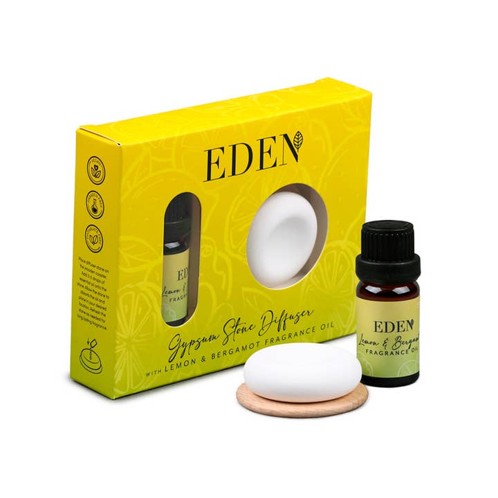 Puckator Ltd – wholesale Reed diffuser – Eden Lemon/Bergamot Gypsum Stone Diffuser/Fragrance Oil Set