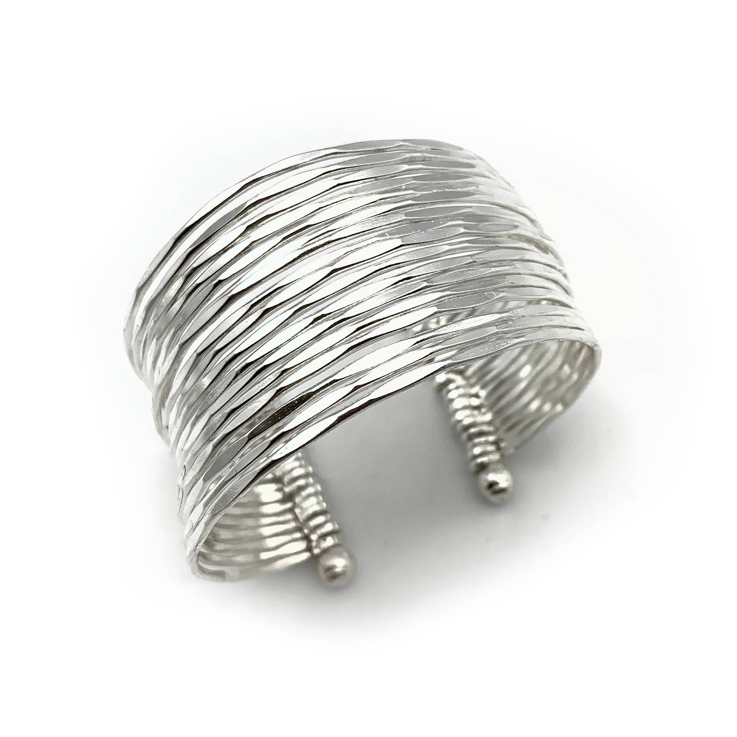 Anju Jewelry - Wholesale Cuff Bracelet - Silver Plated Adjustable Cuff Bracelet - Hammered Bands1