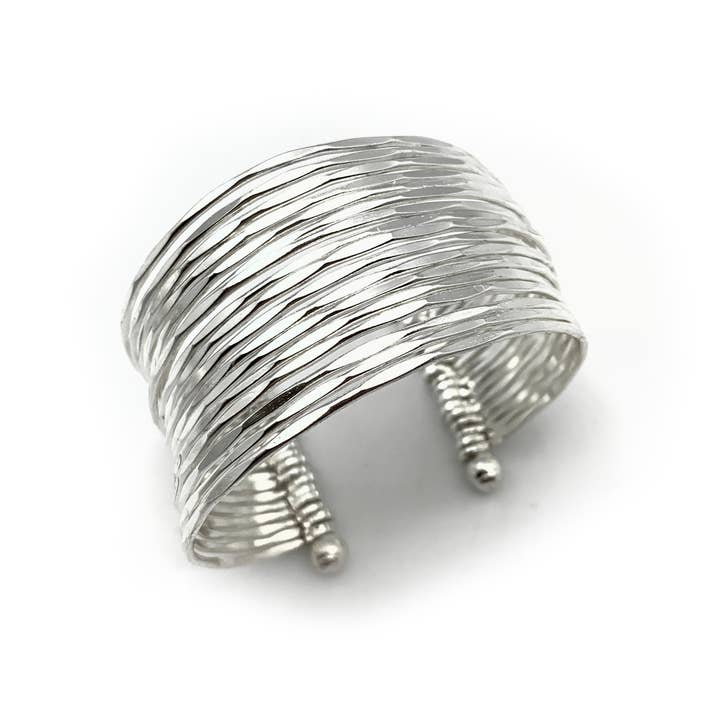 Anju Jewelry - Wholesale Cuff Bracelet - Silver Plated Adjustable Cuff Bracelet - Hammered Bands1