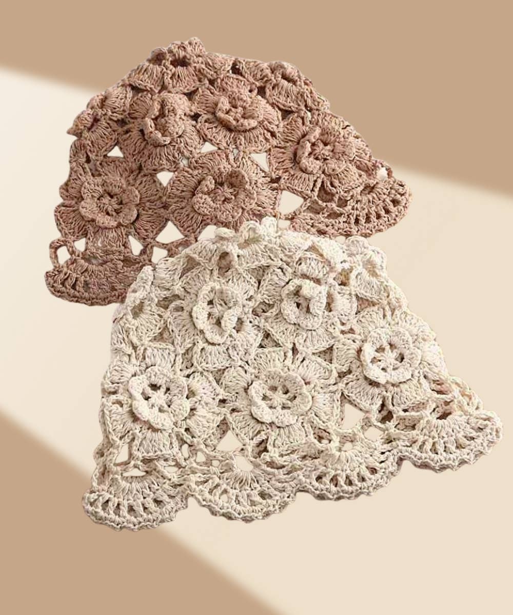 JC Sunny Fashion - Wholesale Bucket Hat - Women's - JCH903323 Vintage Hand-Crocheted Floral Dressy Bucket Hat7