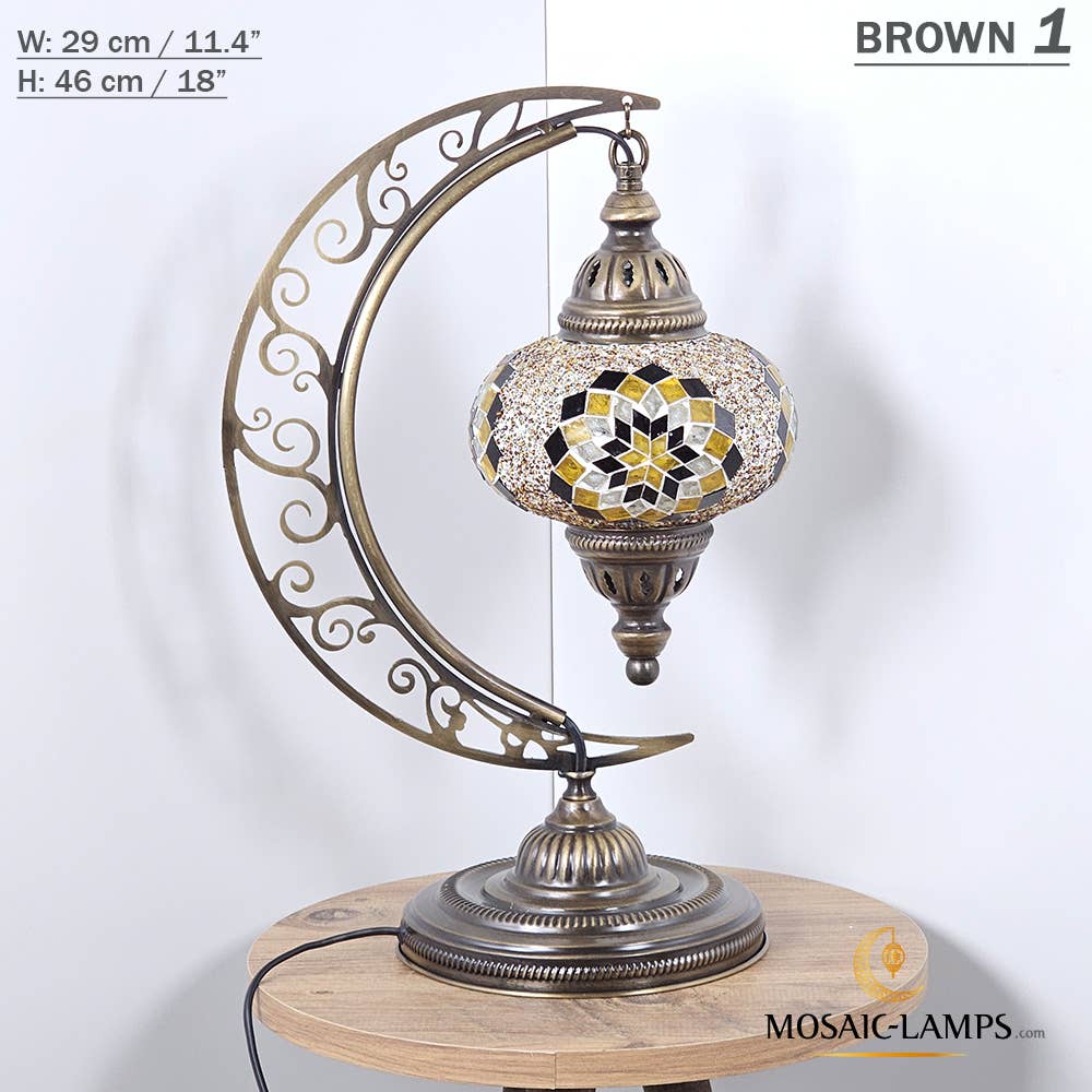 Mosaic Lamps - Wholesale Accent/Desk Lamp - 10+ Colors - Moroccan Moon Table Lamp, Arc, Murano Crescent11