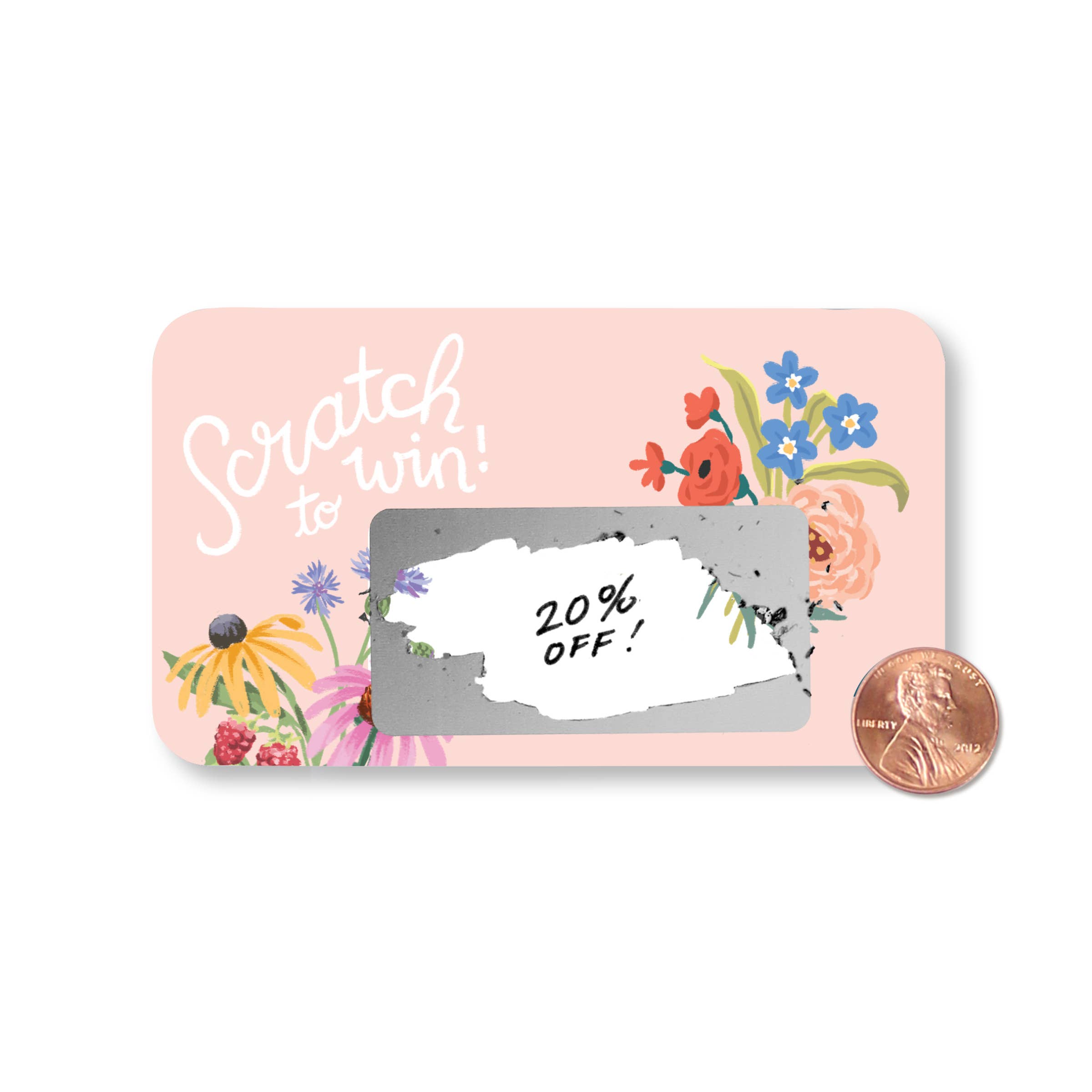 Inklings Paperie - Wholesale Stationery/Notecard Set - 100 Customer Scratch-off Cards - Wildflowers