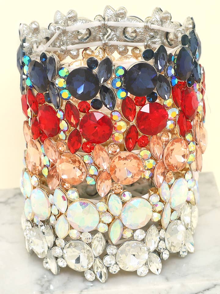Baroque Crystal Gemstone Cluster Stretch Bracelet for wholesale by SP Sophia Collection
