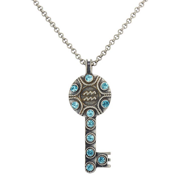 Key Zodiac Sign Necklace AQUARIUS for wholesale by Not Just Any Old Day