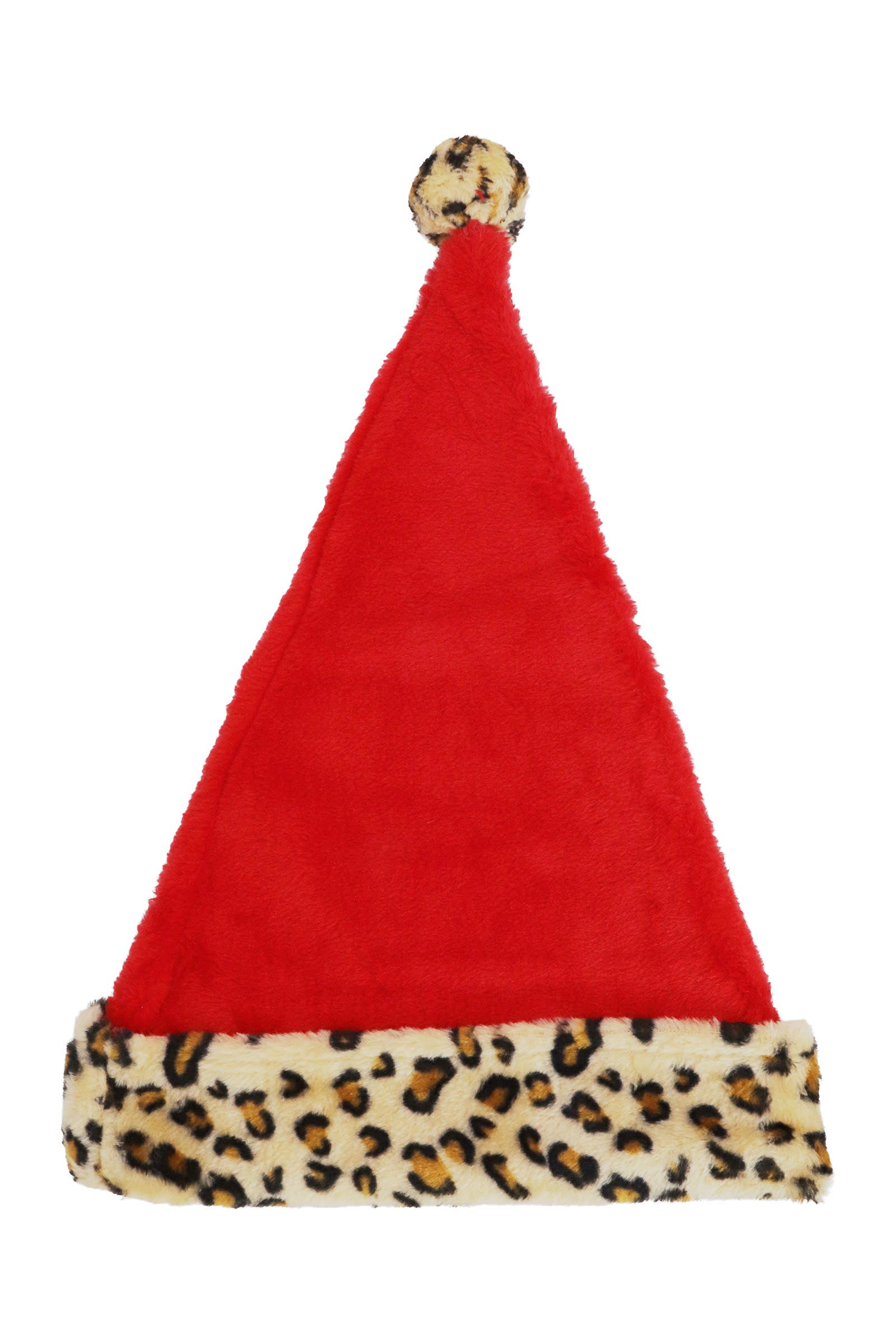 AS SHOWN Exotic Leopard Christmas Fuzzy Fleece Santa Hat for wholesale on Faire4