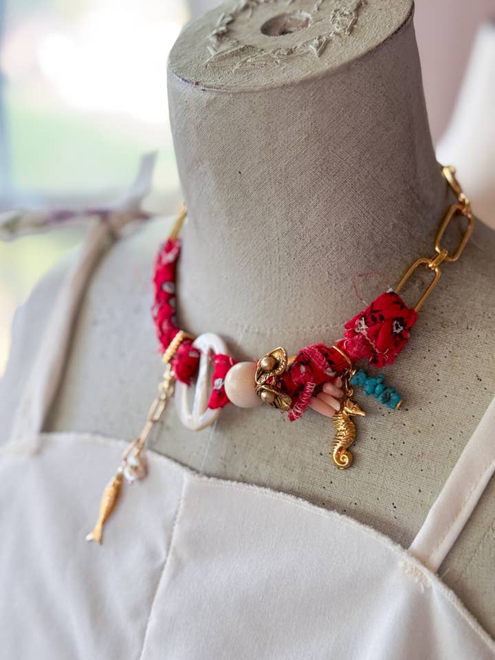 Colar/Bracelete Envolvente com Pingente de Concha Boho Luxuoso OOAK por atacado de Jo Noelle